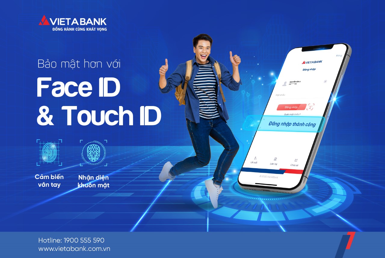 Bảo mật hơn với Face ID/ Touch ID trên VietABank EZMobile