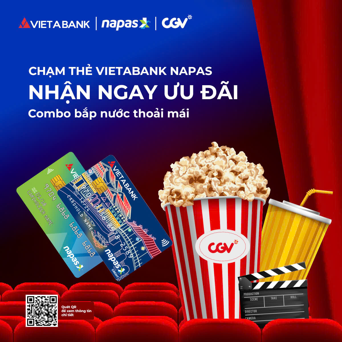 CHẠM THẺ VIETABANK NAPAS, NHẬN 01 CGV COMBO VỚI GIAO DỊCH VÉ XEM PHIM TỪ 190.000 VND