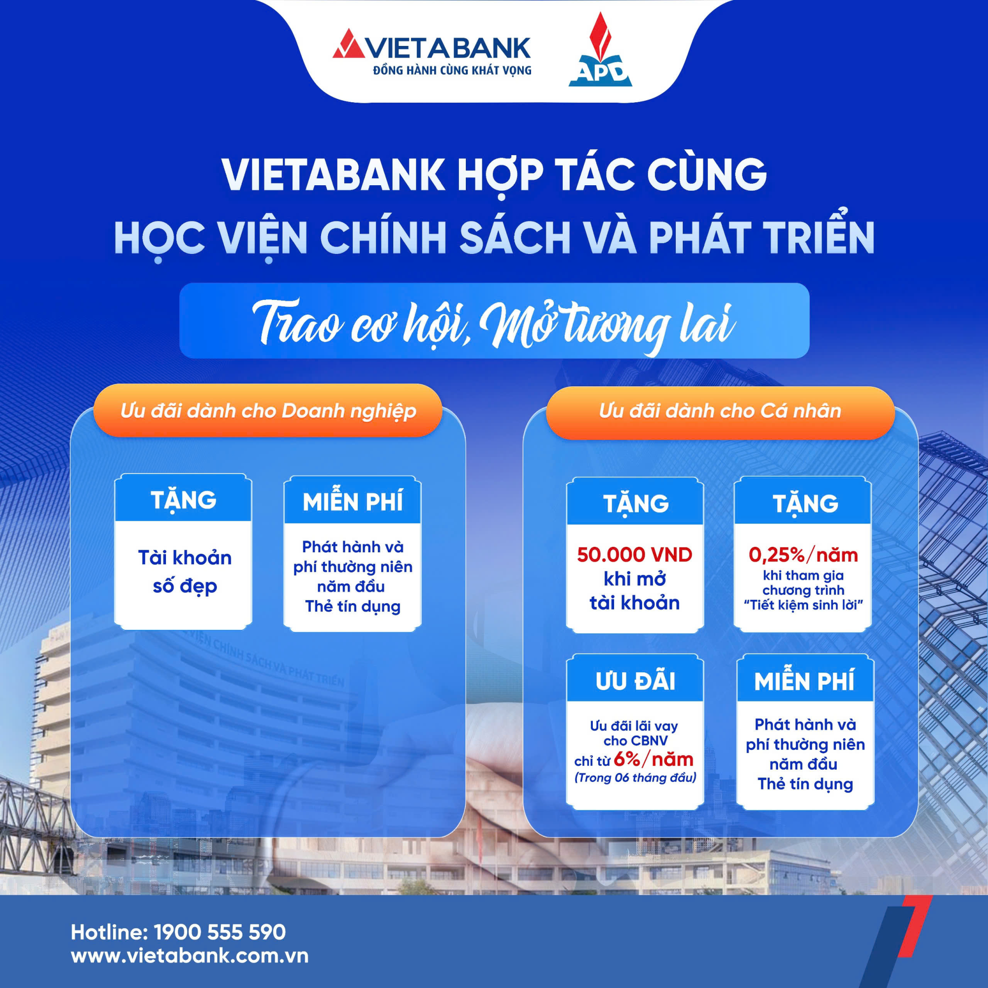 VIETABANK HỢP TÁC CÙNG HỌC VIỆN CHÍNH SÁCH VÀ PHÁT TRIỂN (APD) – TRAO CƠ HỘI, MỞ TƯƠNG LAI