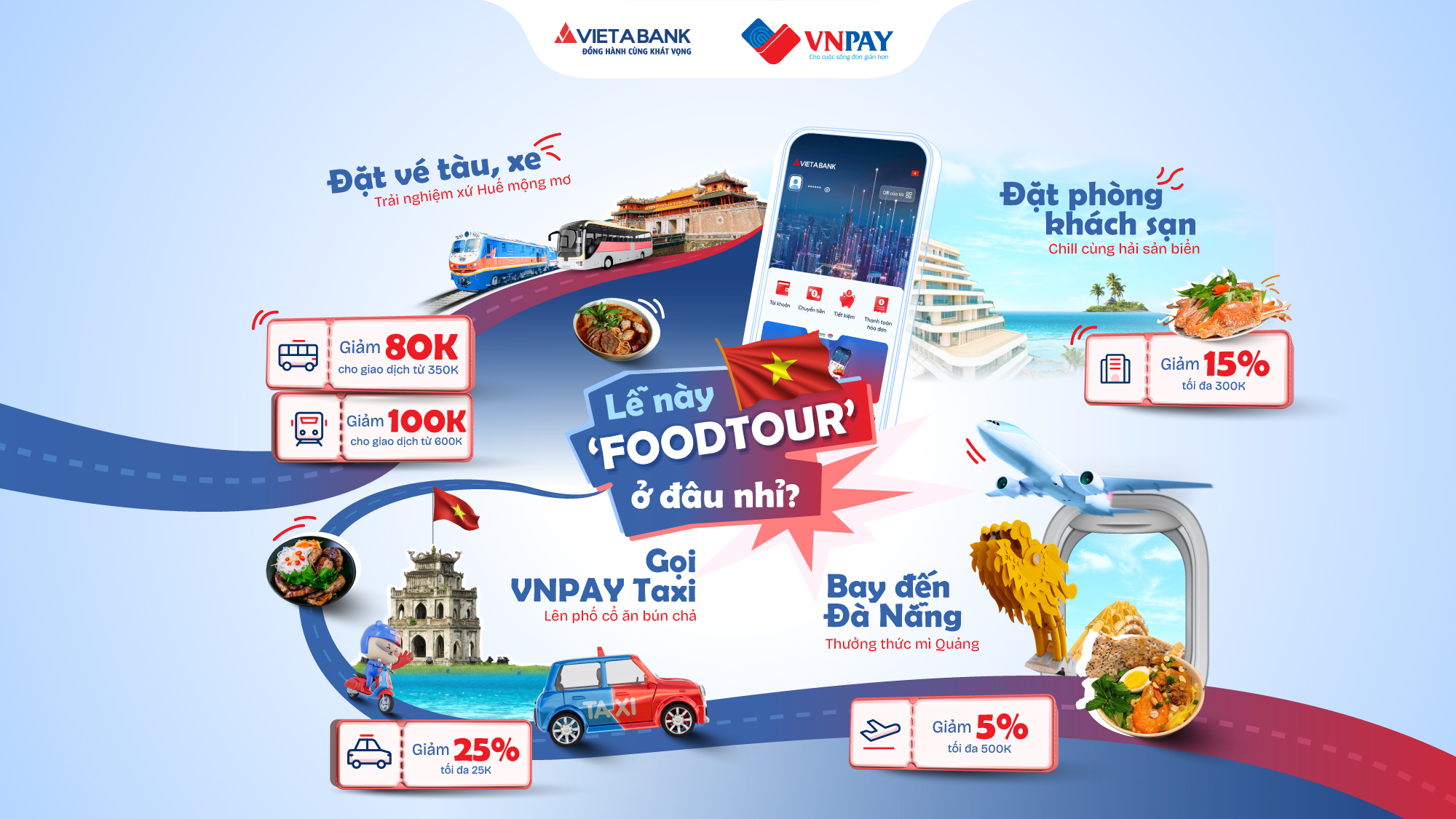 'FOOD TOUR' MÙA LỄ - SĂN ƯU ĐÃI ĐẾN 1 TRIỆU ĐỒNG TRÊN VIETABANK EZMOBILE