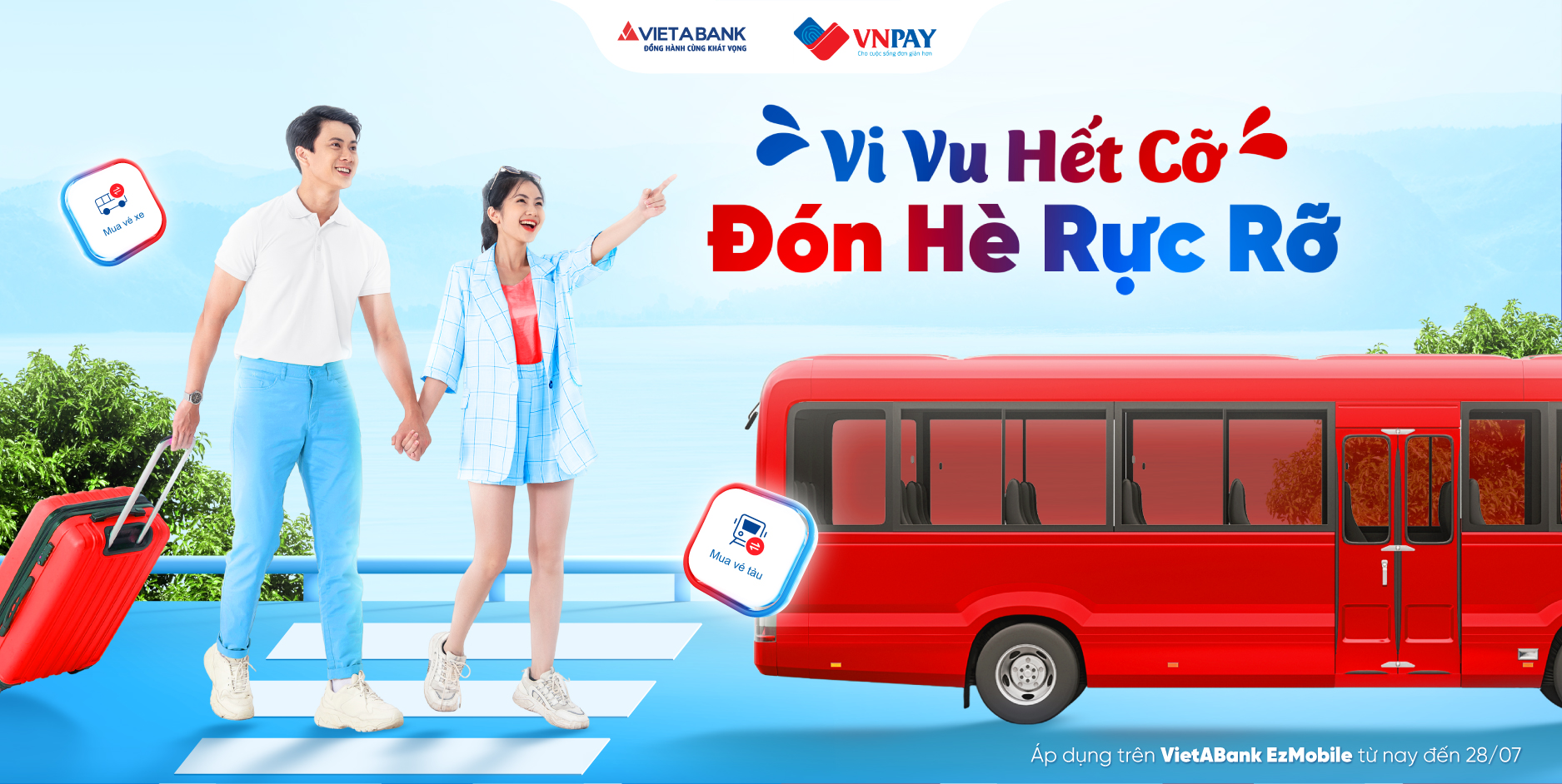 HÈ VUI CHƠI - VI VU MUÔN NƠI VỚI ƯU ĐÃI ĐẾN 30% TRÊN VIETABANK EZMOBILE 